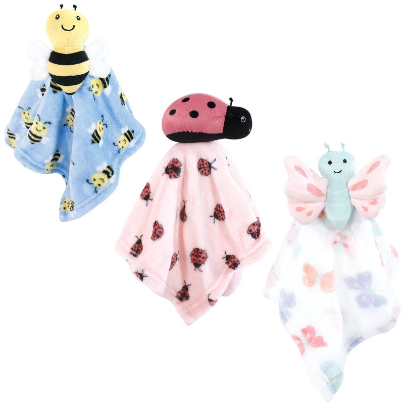 Hudson Baby Animal Face Security Blanket, Butterfly 3-Pack