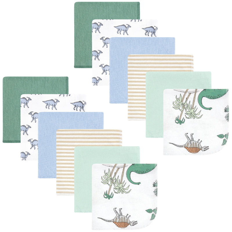 Hudson Baby Flannel Cotton Washcloths, Boy Dino World 12Pk
