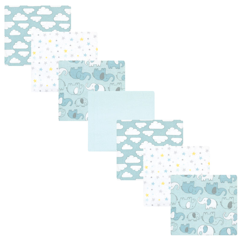 Hudson Baby Cotton Flannel Receiving Blankets Bundle, Boy New Elephant