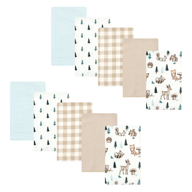 Hudson Baby Cotton Flannel Burp Cloths, Boy Woodland Pals 10-Pack