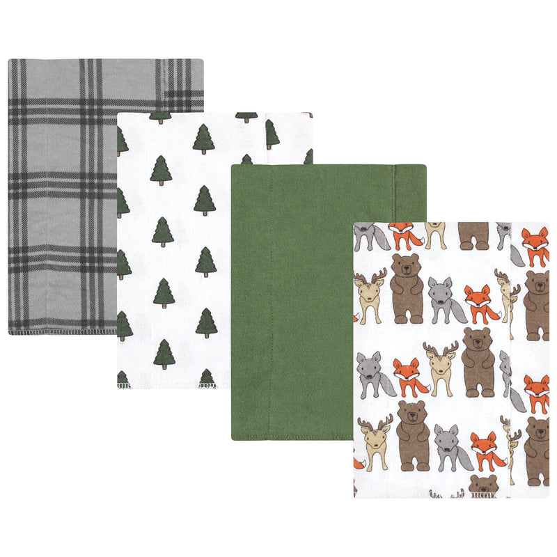 Hudson Baby Cotton Flannel Burp Cloths, Wild Forest 4-Pack