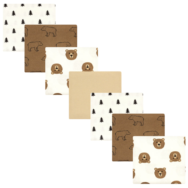 Hudson Baby Cotton Flannel Receiving Blankets Bundle, Brown Bear