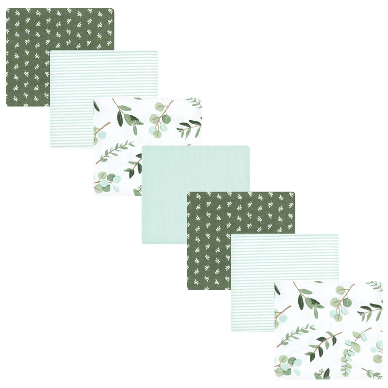 Hudson Baby Cotton Flannel Receiving Blankets Bundle, Eucalyptus