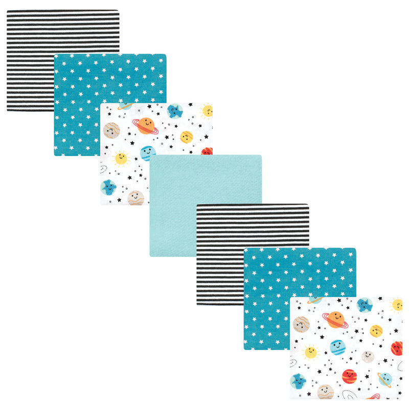 Hudson Baby Cotton Flannel Receiving Blankets Bundle, Happy Planets