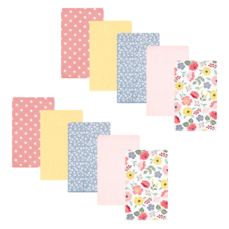 Hudson Baby Cotton Flannel Burp Cloths, Modern Botanical 10 Pack