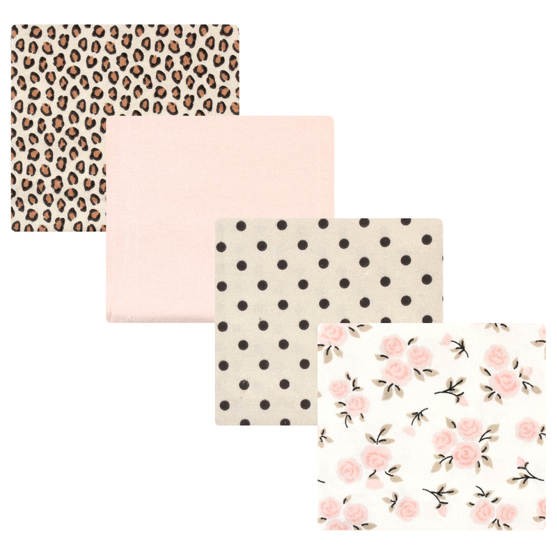 Hudson Baby Cotton Flannel Receiving Blankets, Neutral Pink Floral