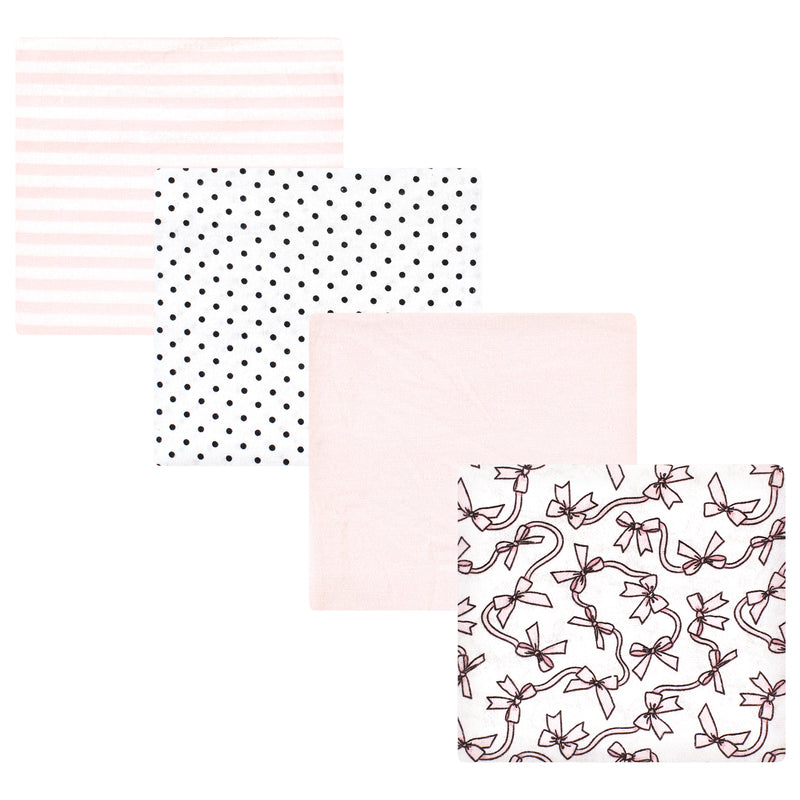 Hudson Baby Cotton Flannel Receiving Blankets, Pink Bows