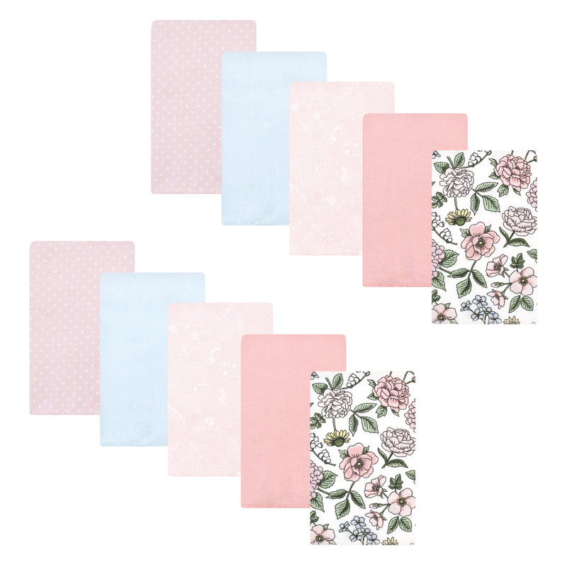 Hudson Baby Cotton Flannel Burp Cloths, Vintage Blossom 10 Pack