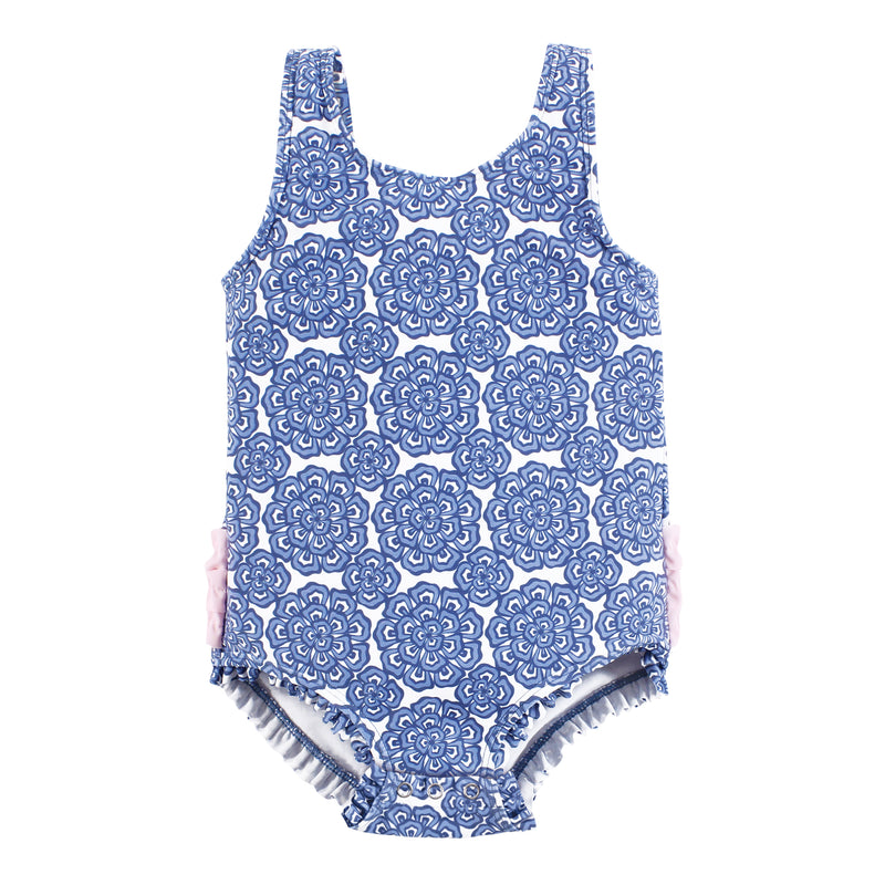 Hudson Baby Swimsuit, Blue Medallion Flower