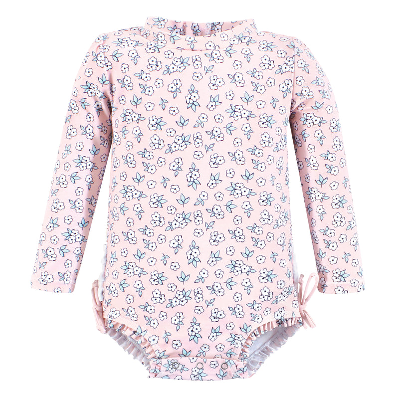 Hudson Baby Rashguard Swimsuit, Pink Primrose