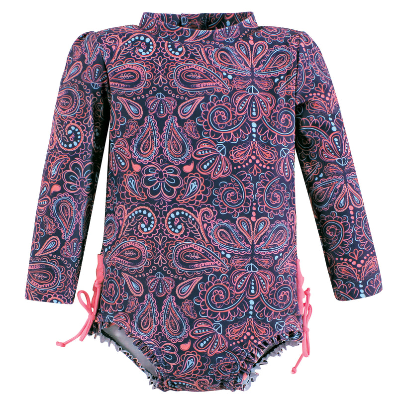 Hudson Baby Rashguard Toddler Swimsuit, Paisley Punch