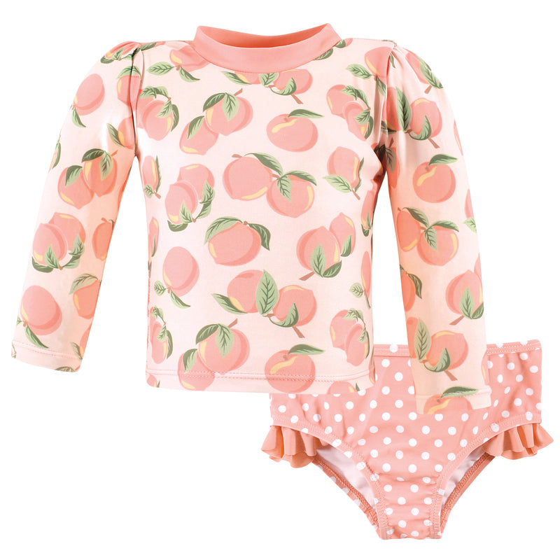 Hudson Baby Swim Rashguard Set, Pink Peach