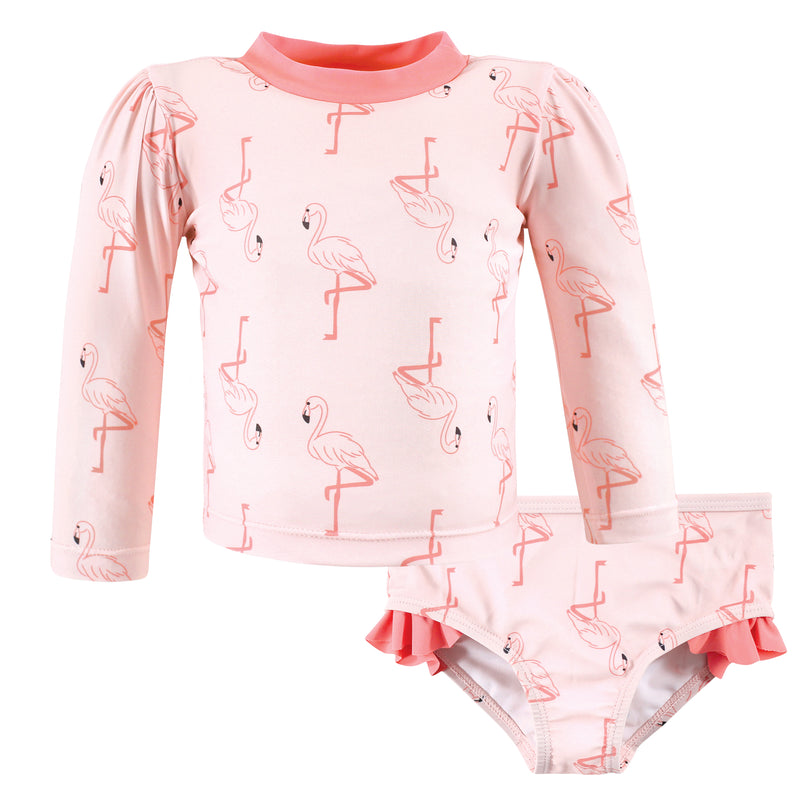 Hudson Baby Swim Rashguard Set, Pink Flamingo
