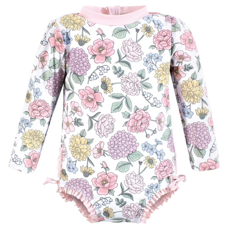 Hudson Baby Rashguard Toddler Swimsuit, Vintage Blossom