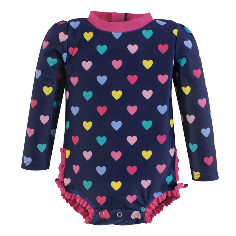 Hudson Baby Rashguard Swimsuit, Navy Hearts