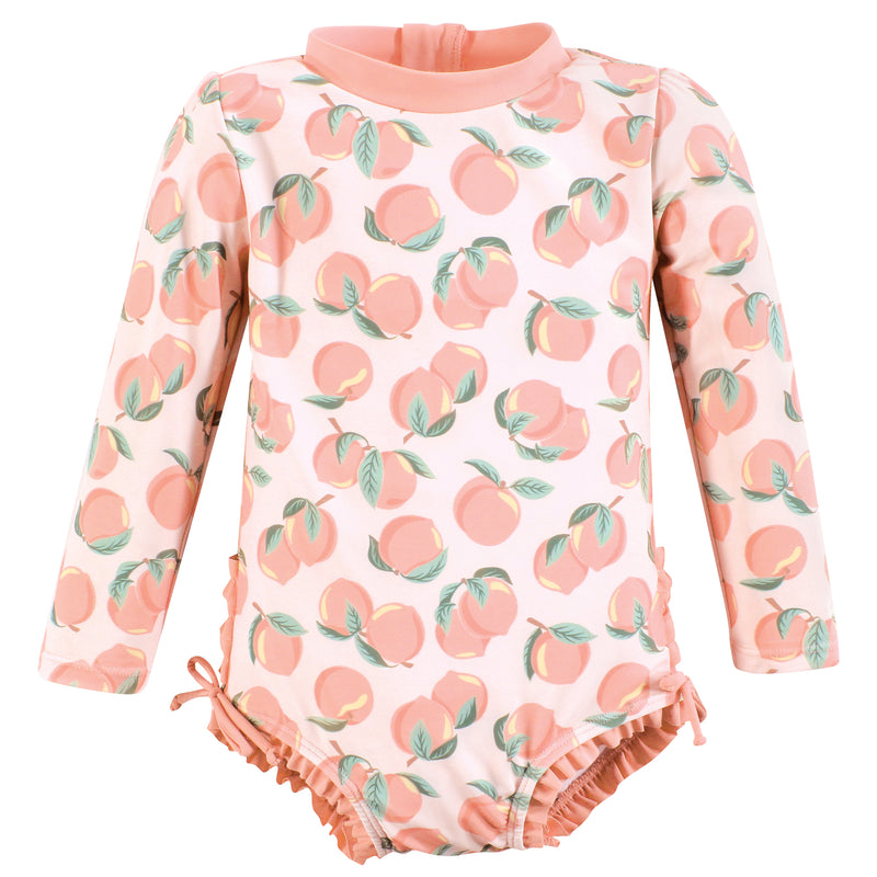 Hudson Baby Rashguard Toddler Swimsuit, Pink Peach