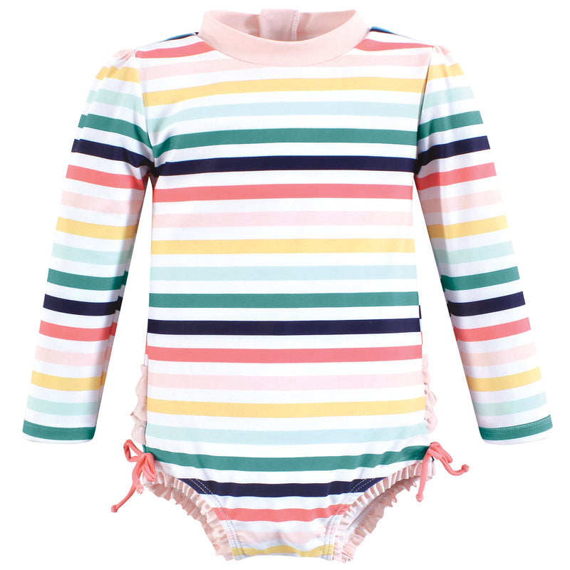 Hudson Baby Rashguard Toddler Swimsuit, Sunset Stripe
