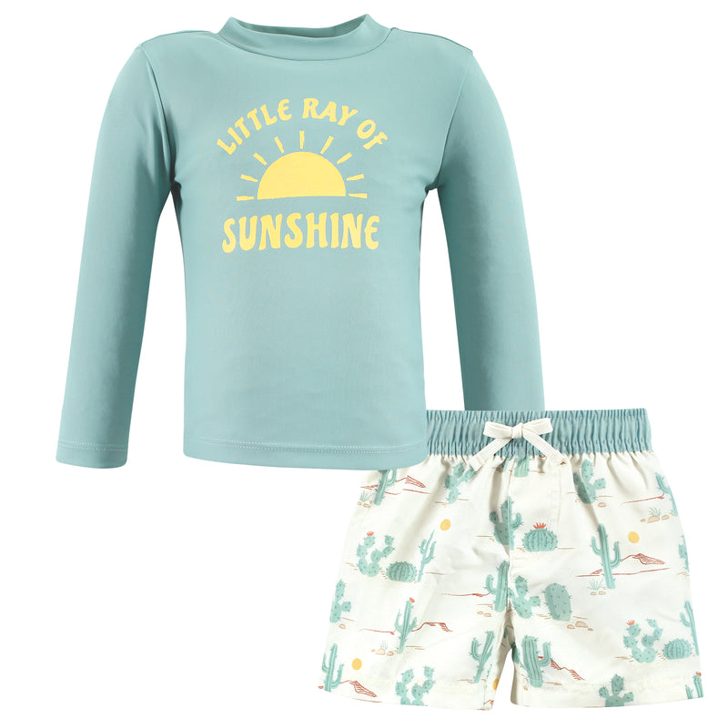 Hudson Baby Swim Rashguard Set, Desert Cactus