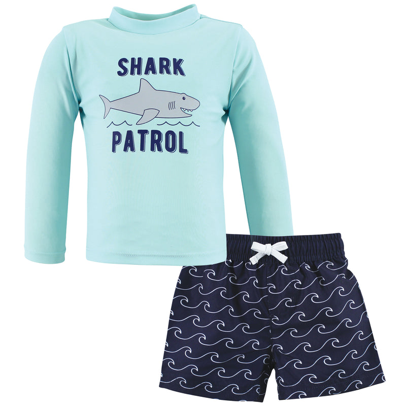 Hudson Baby Swim Rashguard Set, Shark Patrol