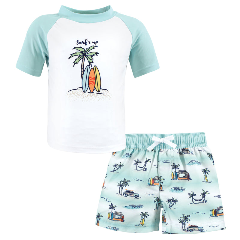 Hudson Baby Swim Rashguard Set, Mint Surfer