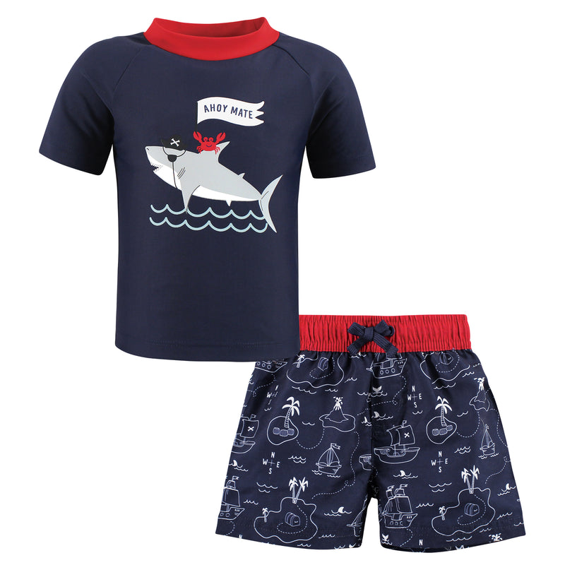 Hudson Baby Swim Rashguard Set, Ahoy Mate Shark