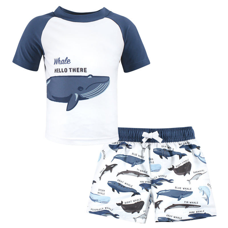 Hudson Baby Swim Rashguard Set, Whale Hello There