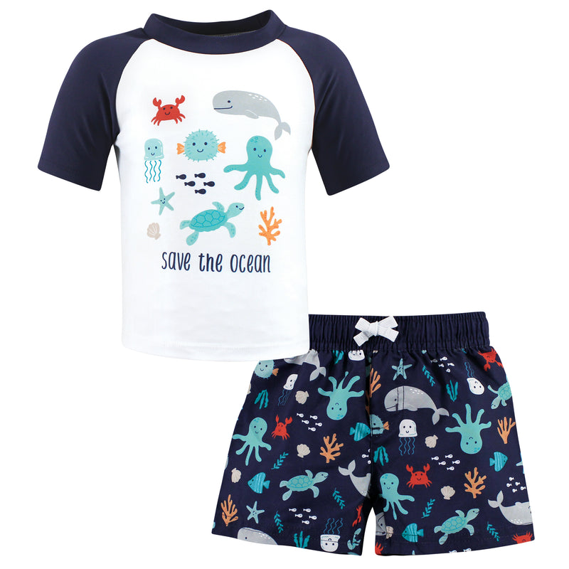 Hudson Baby Swim Rashguard Set, Sea Characters