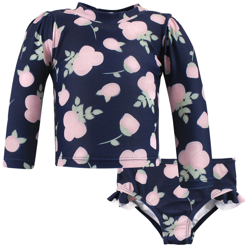 Hudson Baby Swim Rashguard Set, Navy Rose