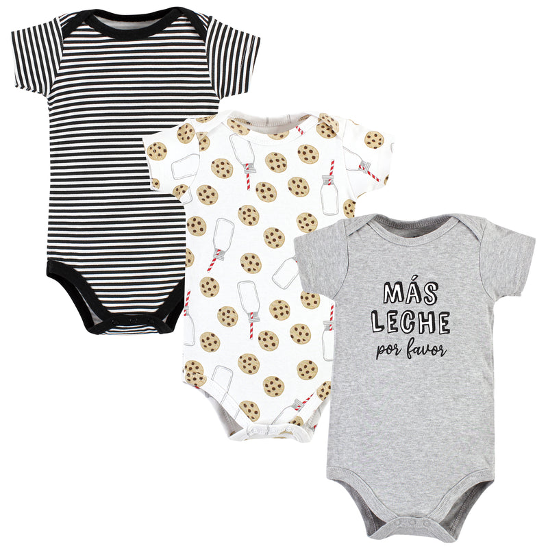 Hudson Baby Cotton Bodysuits, Leche Por Favor