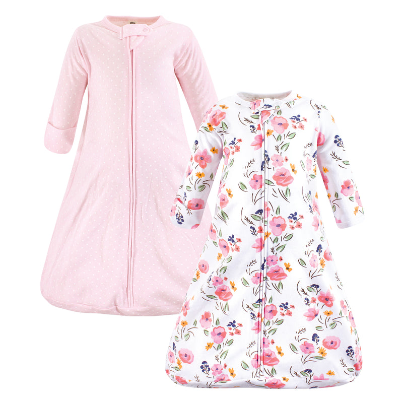 Hudson Baby Cotton Long-Sleeve Wearable Sleeping Bag, Sack, Blanket, Floral Bouquet Long Sleeve