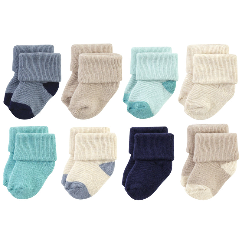 Hudson Baby Cotton Rich Newborn and Terry Socks, Navy Taupe