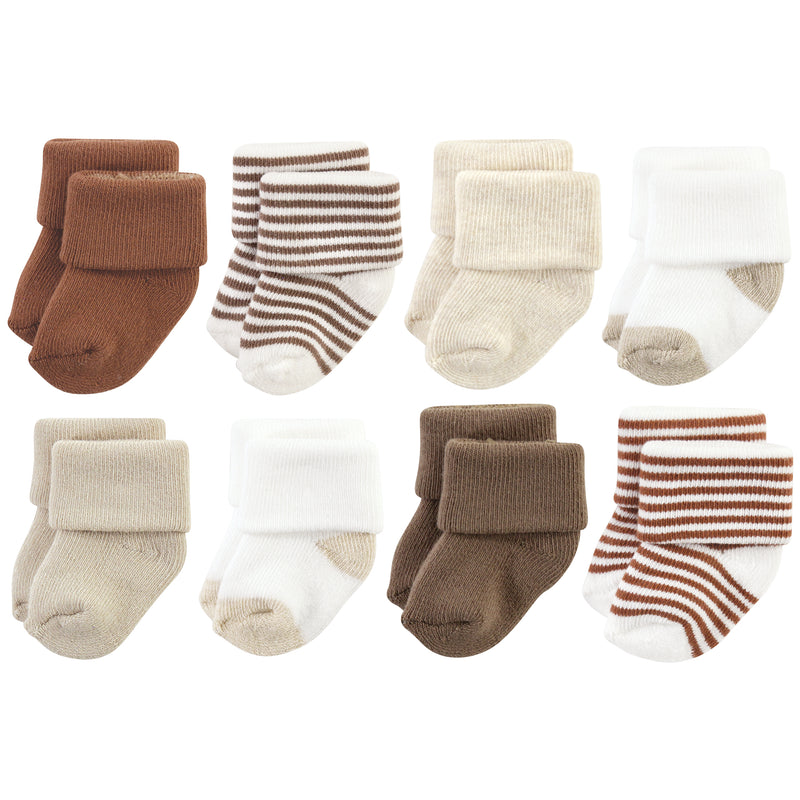 Hudson Baby Cotton Rich Newborn and Terry Socks, Neutral Brown