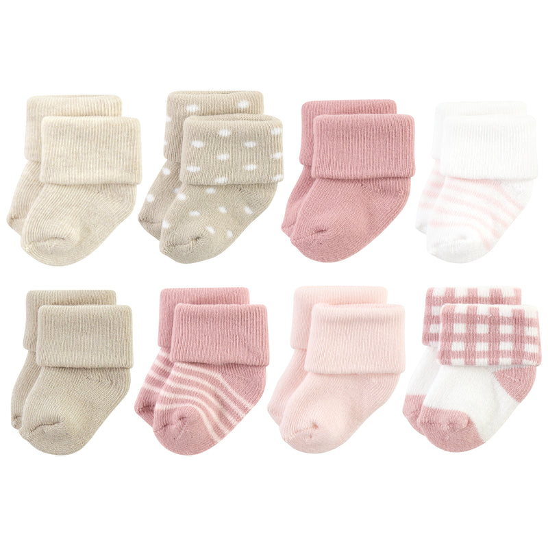 Hudson Baby Cotton Rich Newborn and Terry Socks, Mauve Taupe