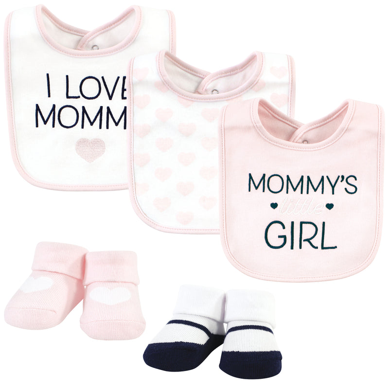 Hudson Baby Cotton Bib and Sock Set, Mommy‚ÄôS Little Girl