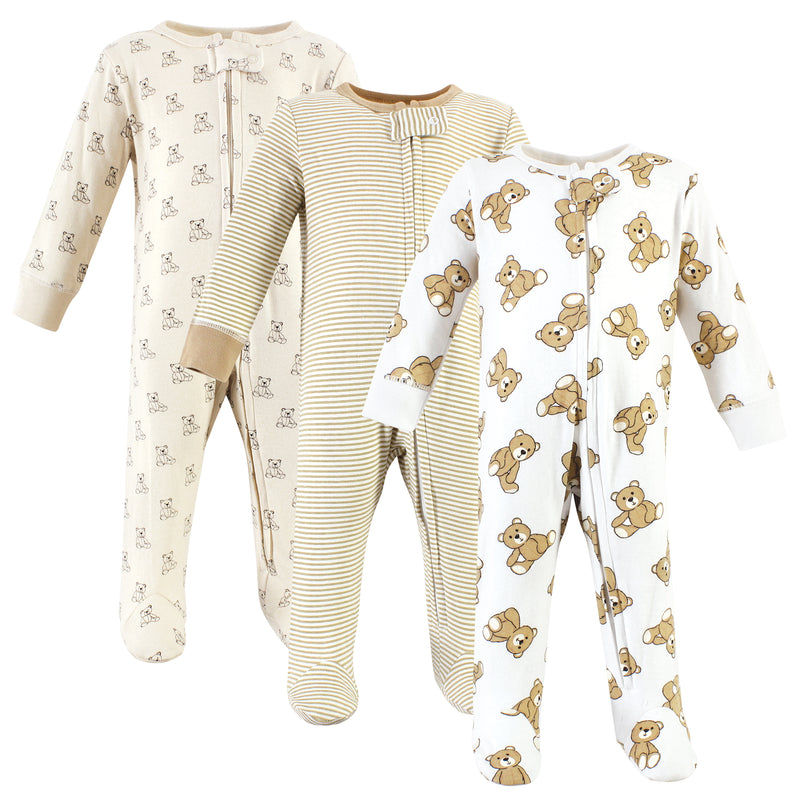 Hudson Baby Cotton Sleep and Play, Brown Teddy Bears