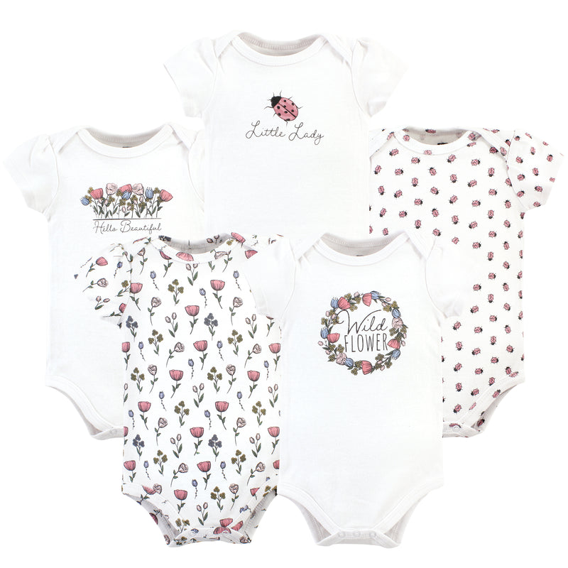 Hudson Baby Cotton Bodysuits, Wild Flower Wreath