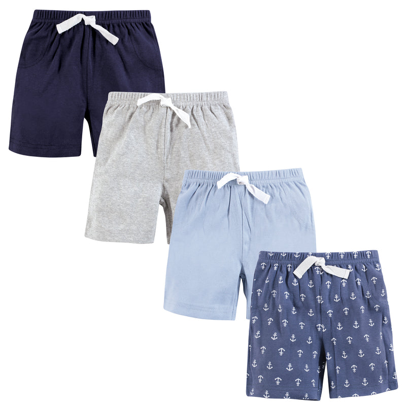 Hudson Baby Shorts Bottoms 4-Pack, Anchors