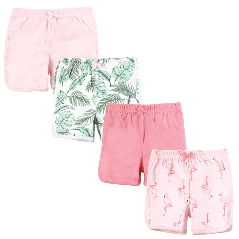 Hudson Baby Shorts Bottoms 4-Pack, Palm Flamingo