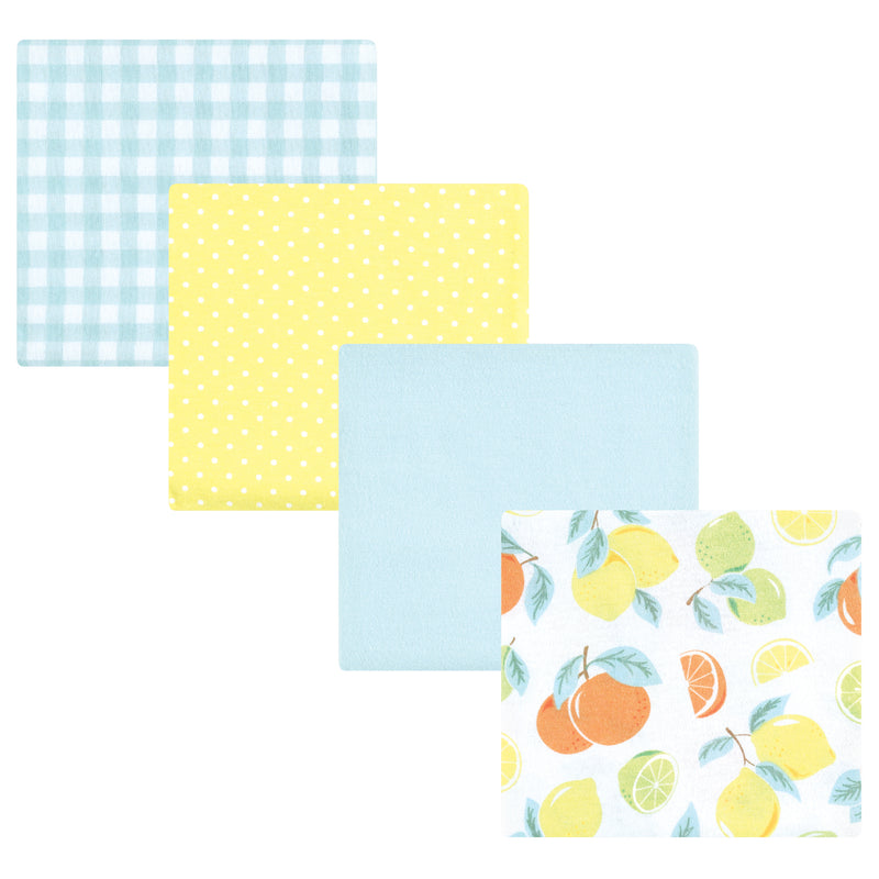 Hudson Baby Cotton Flannel Receiving Blankets, Citrus Mint