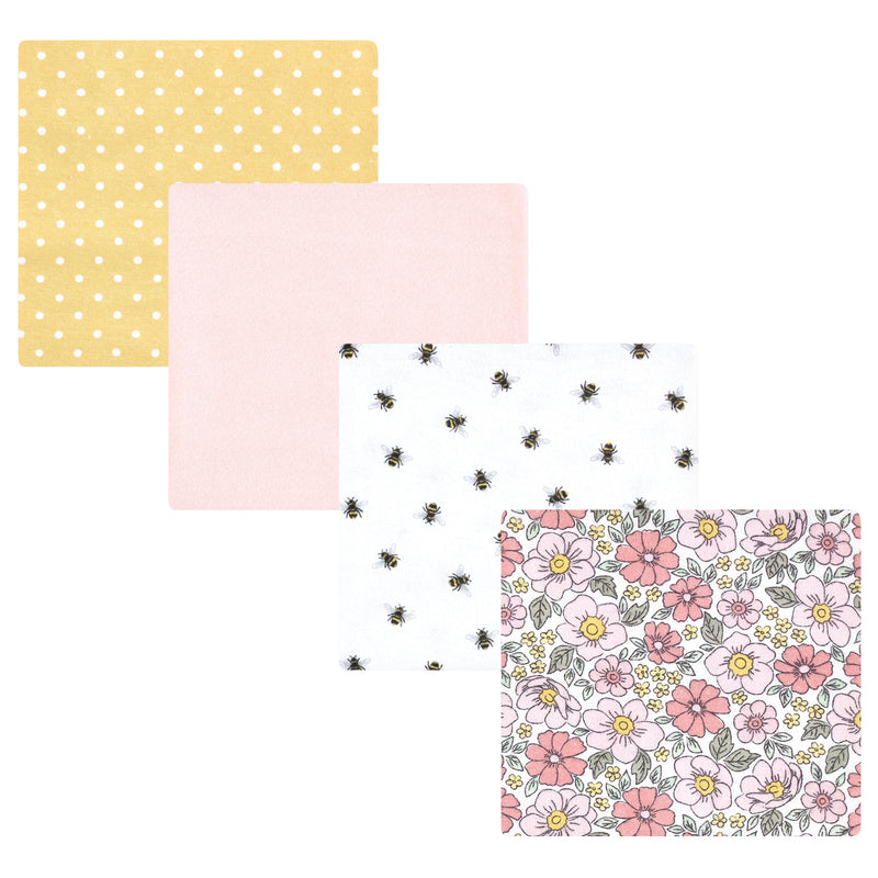 Hudson Baby Cotton Flannel Receiving Blankets, Pink Yellow Pretty Floral