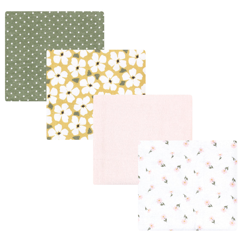 Hudson Baby Cotton Flannel Receiving Blankets, Sage Floral