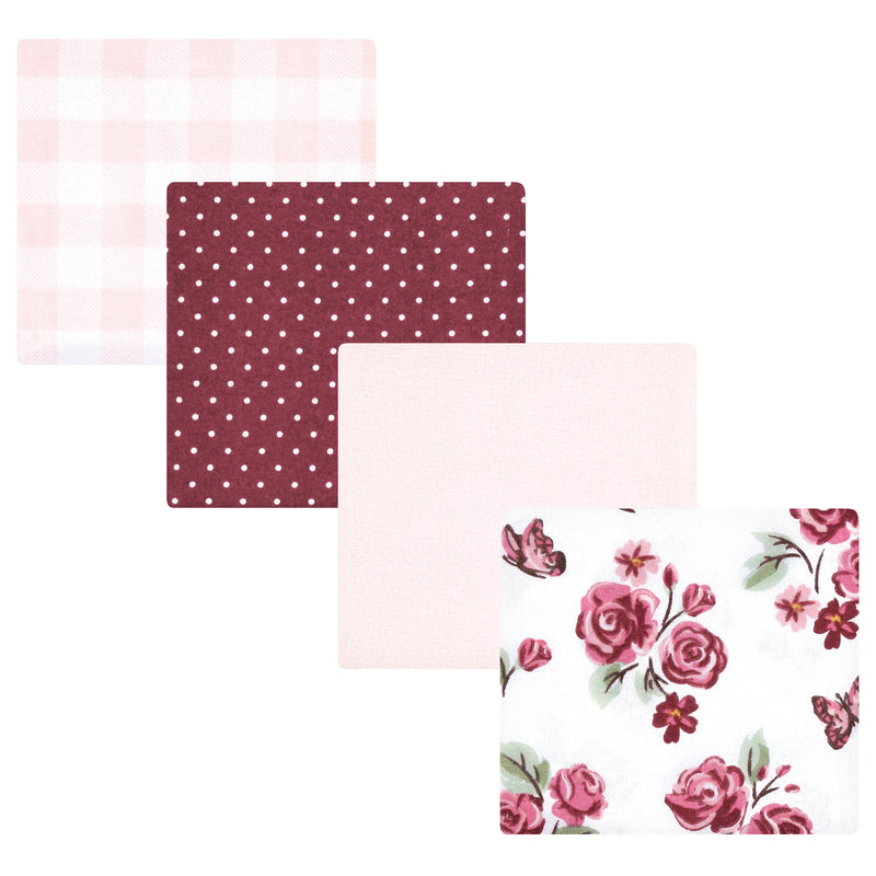 Hudson Baby Cotton Flannel Receiving Blankets, Sweet Roses