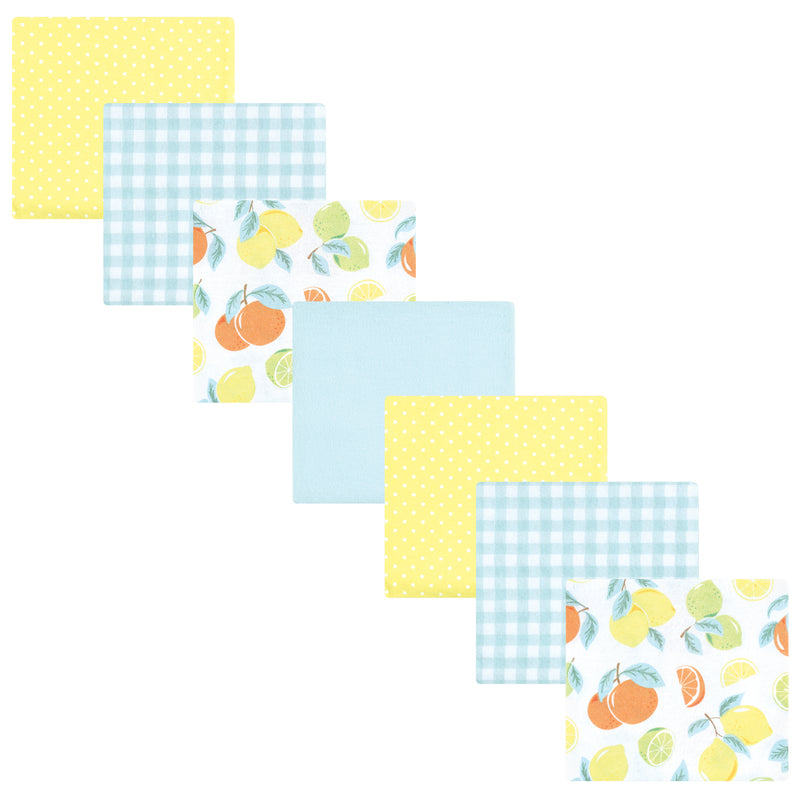 Hudson Baby Cotton Flannel Receiving Blankets Bundle, Citrus Mint