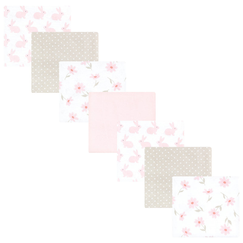 Hudson Baby Cotton Flannel Receiving Blankets Bundle, Pink Honey Bunny