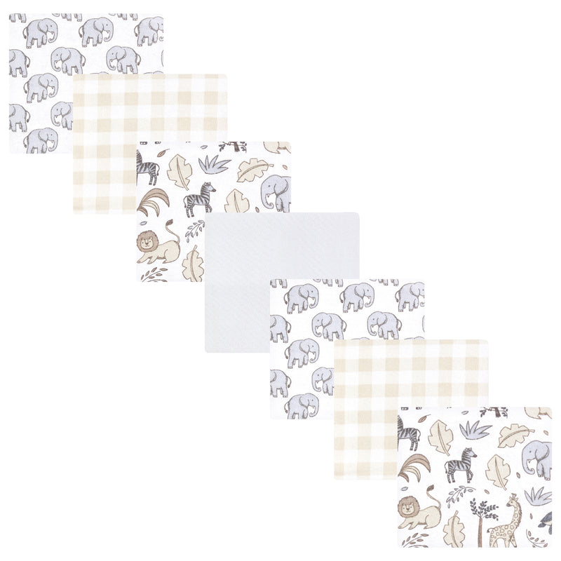 Hudson Baby Cotton Flannel Receiving Blankets Bundle, Neutral Safari