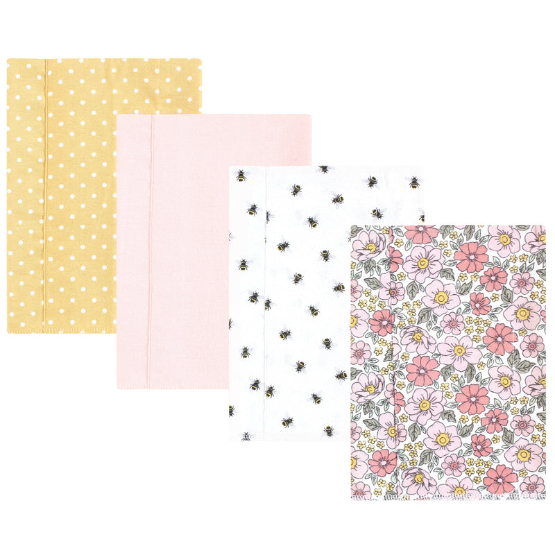 Hudson Baby Cotton Flannel Burp Cloths, Pink Yellow Pretty Floral