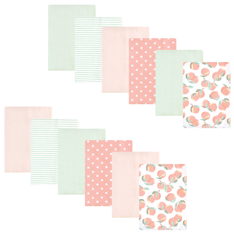 Hudson Baby Flannel Burp Cloth 12pk, Sweet Peach