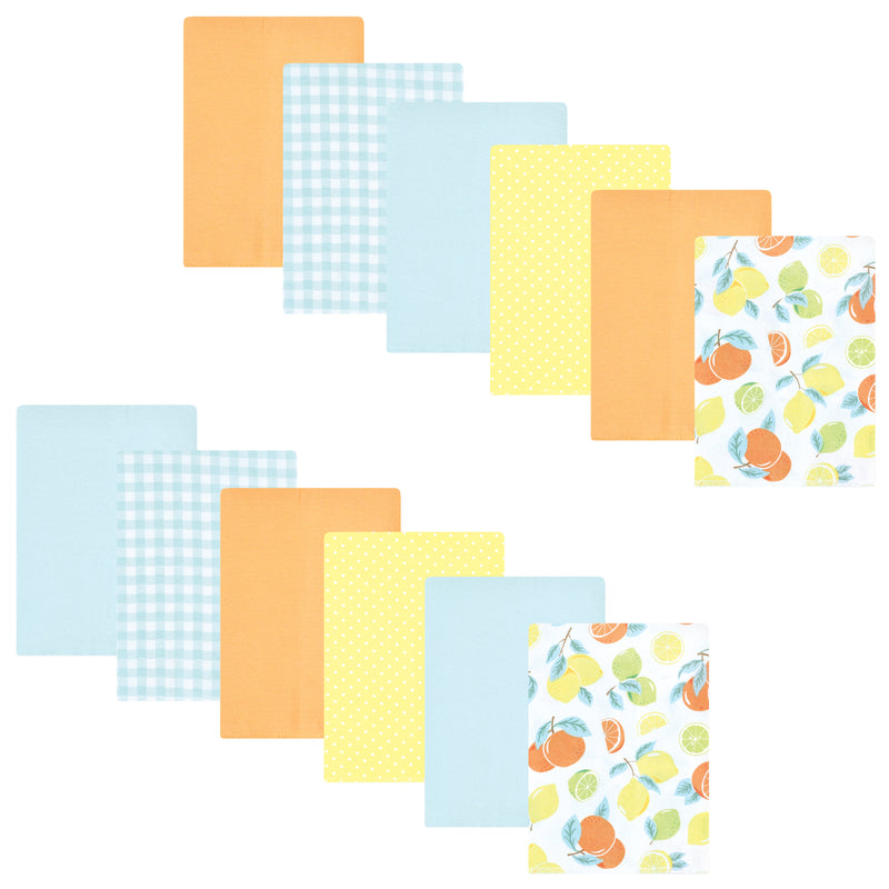 Hudson Baby Flannel Burp Cloth 12pk, Citrus Mint