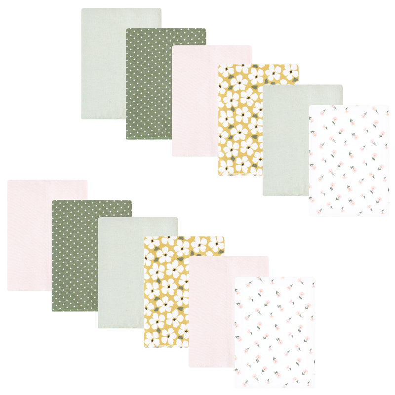 Hudson Baby Flannel Burp Cloth 12pk, Sage Floral