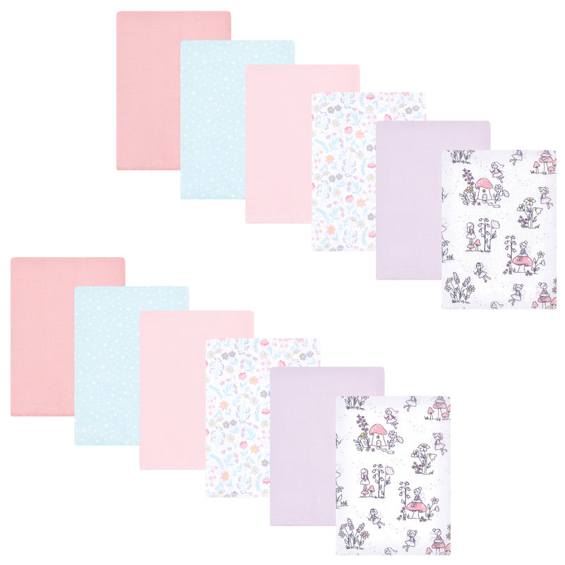 Hudson Baby Flannel Burp Cloth 12pk, Garden Fairies